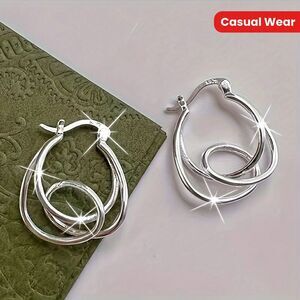 Silver Twist Knot Dangle Earrings Open Loop Drop Fashion Twisted Jewelry New